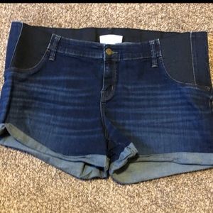 Maternity blue denim shorts